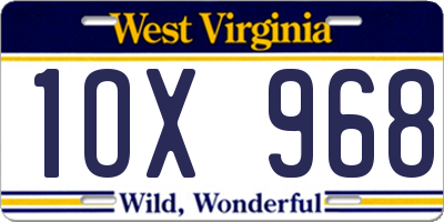 WV license plate 1OX968