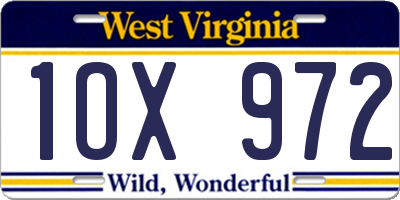 WV license plate 1OX972