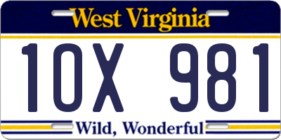 WV license plate 1OX981