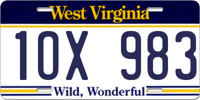 WV license plate 1OX983