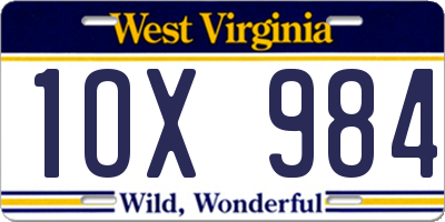 WV license plate 1OX984