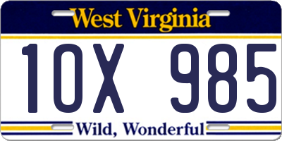 WV license plate 1OX985