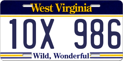WV license plate 1OX986