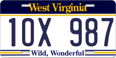 WV license plate 1OX987