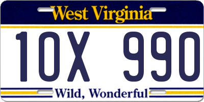 WV license plate 1OX990