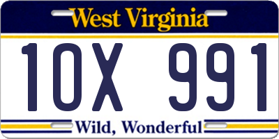 WV license plate 1OX991