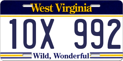 WV license plate 1OX992