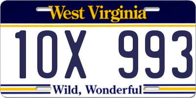 WV license plate 1OX993