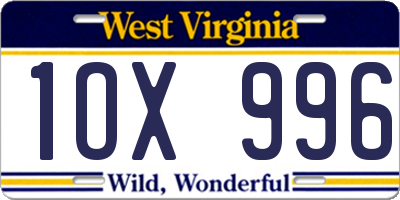 WV license plate 1OX996