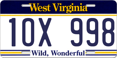 WV license plate 1OX998