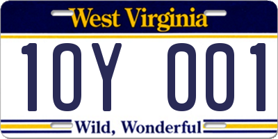 WV license plate 1OY001