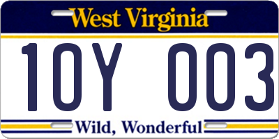 WV license plate 1OY003