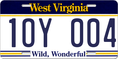 WV license plate 1OY004
