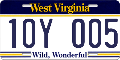 WV license plate 1OY005