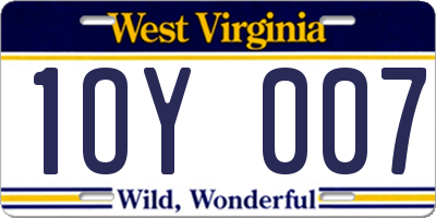 WV license plate 1OY007