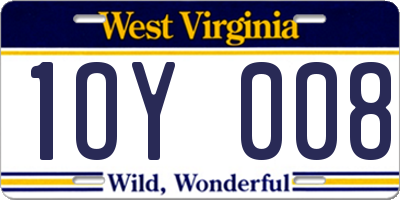 WV license plate 1OY008