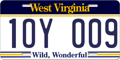 WV license plate 1OY009