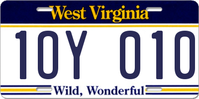 WV license plate 1OY010