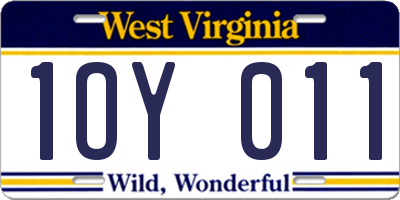 WV license plate 1OY011