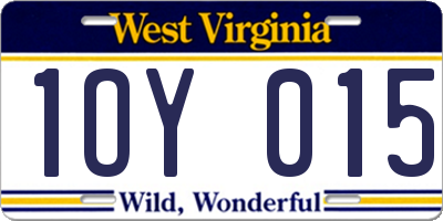 WV license plate 1OY015