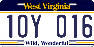 WV license plate 1OY016