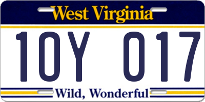 WV license plate 1OY017