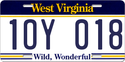 WV license plate 1OY018