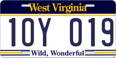 WV license plate 1OY019