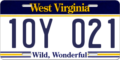 WV license plate 1OY021