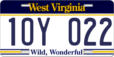 WV license plate 1OY022