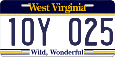 WV license plate 1OY025
