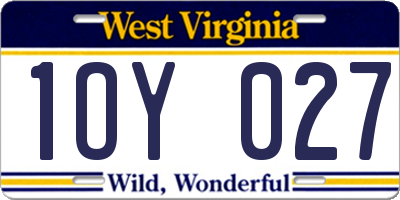WV license plate 1OY027