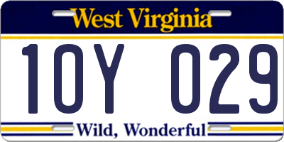 WV license plate 1OY029