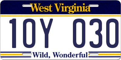 WV license plate 1OY030