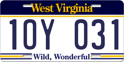 WV license plate 1OY031
