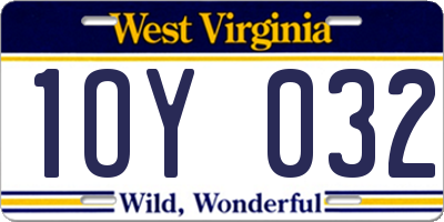 WV license plate 1OY032