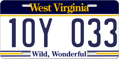 WV license plate 1OY033