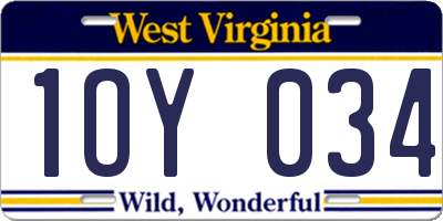WV license plate 1OY034