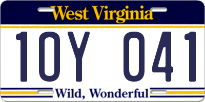 WV license plate 1OY041