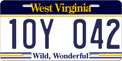 WV license plate 1OY042