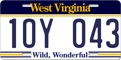 WV license plate 1OY043
