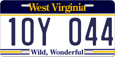 WV license plate 1OY044