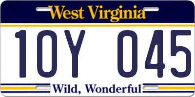 WV license plate 1OY045