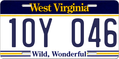 WV license plate 1OY046
