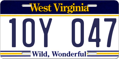 WV license plate 1OY047