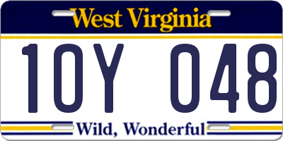 WV license plate 1OY048