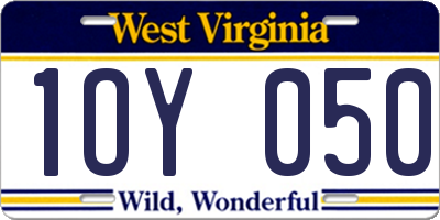 WV license plate 1OY050