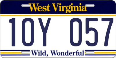 WV license plate 1OY057