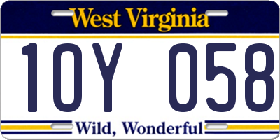 WV license plate 1OY058