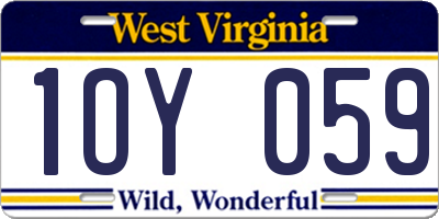 WV license plate 1OY059